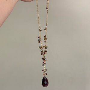 BOGO Lia Sophia Purple Gem w/ Gold Chain Necklace